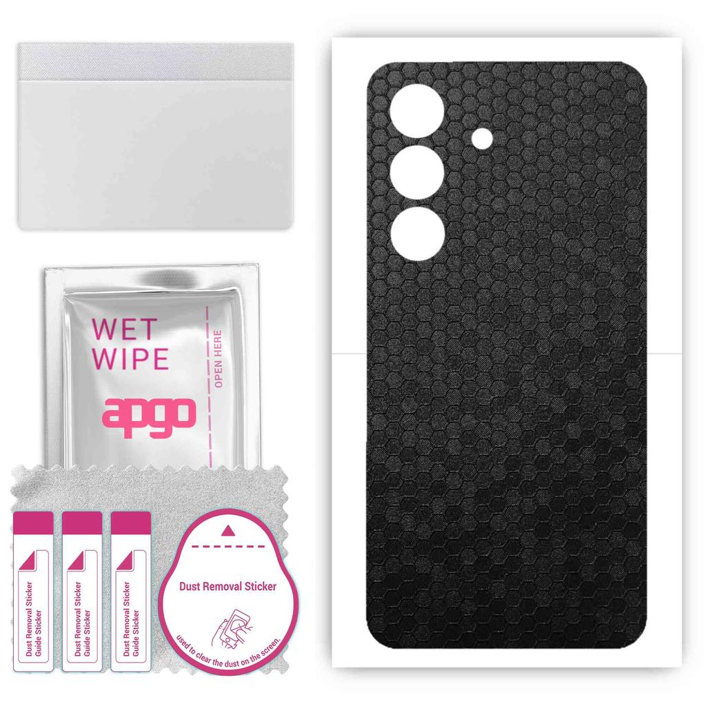 apgo Skin Sticker Film Foil Vinyl for the BACK Compatible with Samsung Galaxy S24, Scratch-resistant, Easy To Install - Black Honeycomb