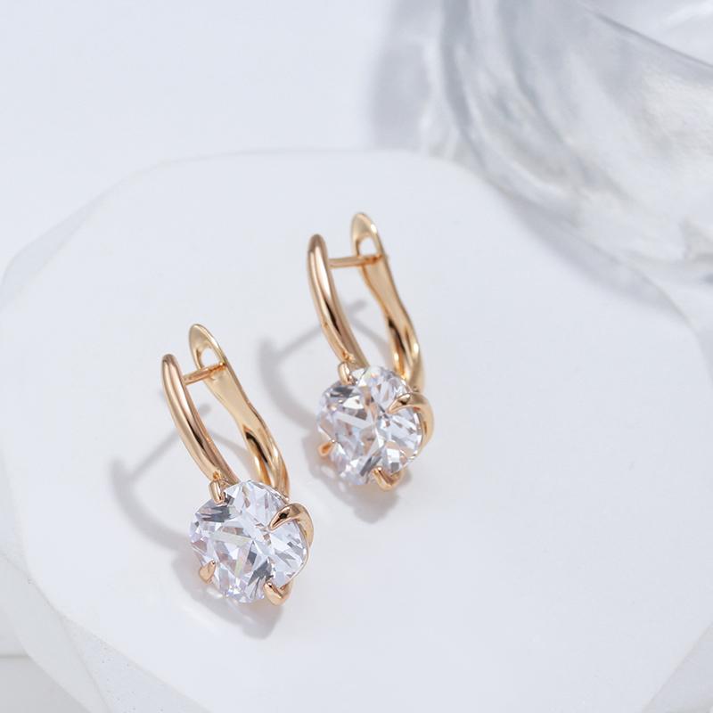 Kienl New Simple Square Natural Zircon Earring For Women  Rose Gold Color Vintage Big Drop Earring High Quality Daily Jewelry