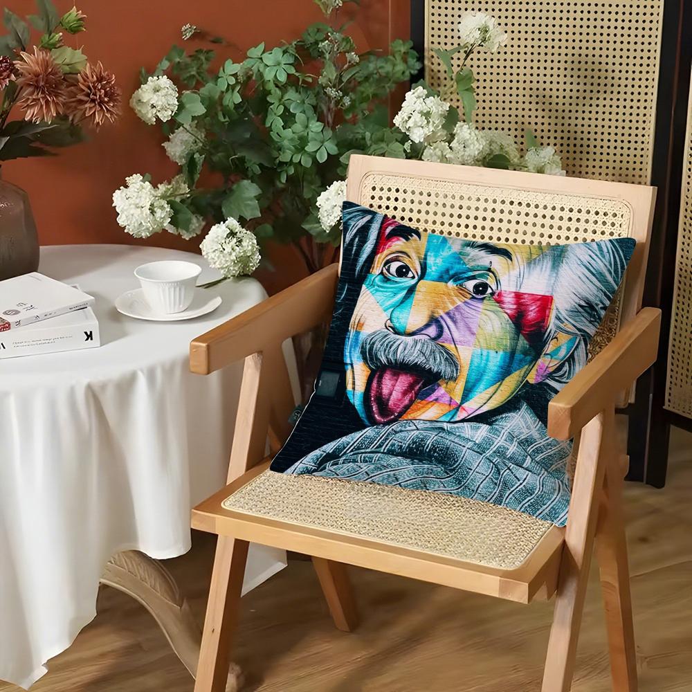 

Funny Physics EEINSTEINes Cushion Cover Silky Short Plush Invisible Zipper Dustproof Sofa Pillow Case for Home Decor 30x30cm