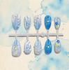 3D Blue Flower Carved Nail Art Stickers - Ocean Style for a Sweet and Cool Look