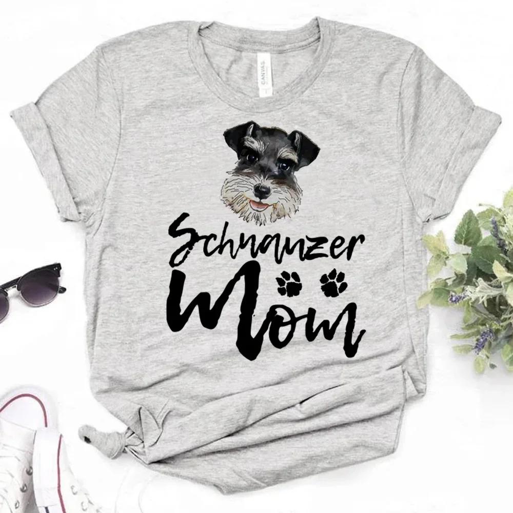 Schnauzer Tshirt Women Anime T-shirts Female Funny Streetwear Clothing Summer Short Sleeved Top Tees