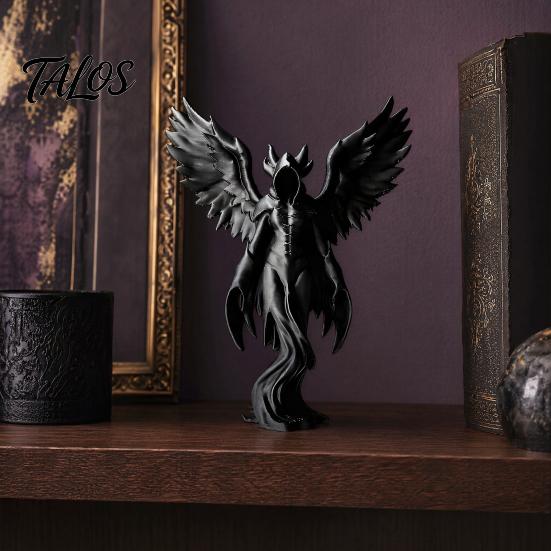 Desktop Atmosphere Decoration Dark Angel Winged Figurine, 3D Printed Gothic Statue for Desk Shelf God Decor, Intricate Redemption Theme Sculpture,