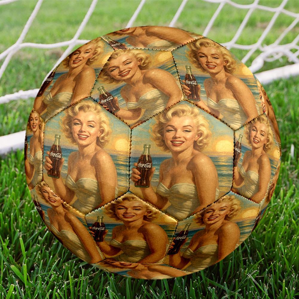 Marilyn Monroe Print Size 5 Soccer Ball, Standard Match Football for Sports Game and Team Practice, Ideal Gift for Soccer Fans