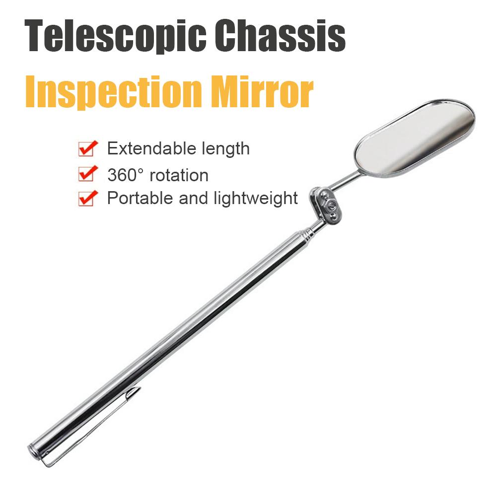 Car Telescopic Inspection Mirror 360-degree Rotating Ball Joint Automobile Repair Folding Elliptical Retractable Mirror Tool