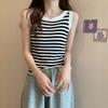 Women's Striped Sleeveless Knitted Summer Tank Top - Slimming, Sweet, and Cute