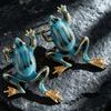 1 Pair Stud Earrings Enamel Dripping Glossy Frog Shape Ear Studs Hip Hop Style 3D Frog Split Design Earrings Jewelry Gift