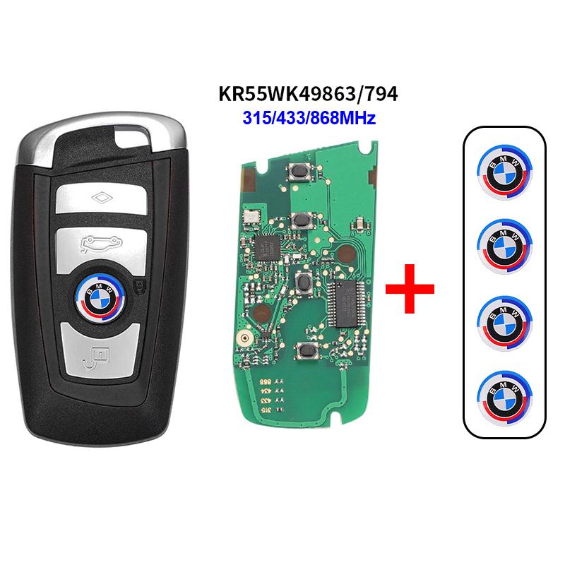 4 Buttons BMW Smart Remote Car Key Fob KR55WK49863 PCF7945 ID49 Chip 315/433/868MHz Uncut Key CAS4 FEM For 3 5 7 Series F30 F10 cwsh87
