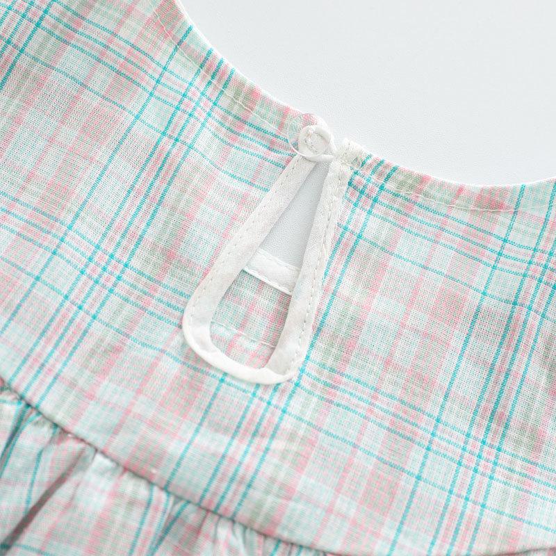 Summer Sleeveless Plaid Baby Jumpsuit - Pure Cotton Diaper Cover for Girls