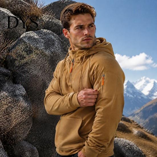 Versatile Active Top for Cycling Men's Quarter Zip Up Hoodies, Long Sleeve Hooded Sweatshirt, Warm Sweatshirt School Daily Wear Casual Fall