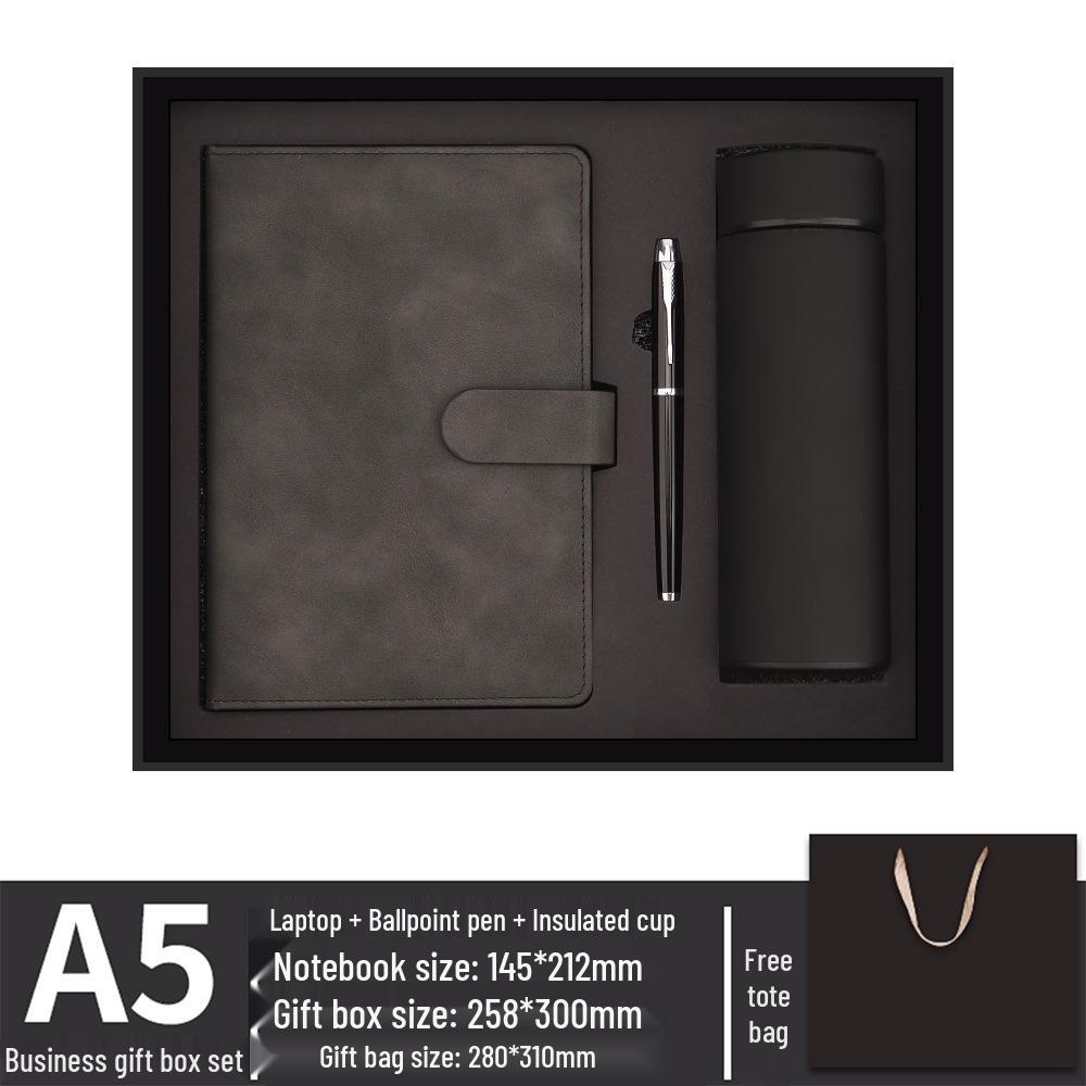 A5 Custom LOGO Business Notebook Set: Faux Leather Stationery Gift for Company Events