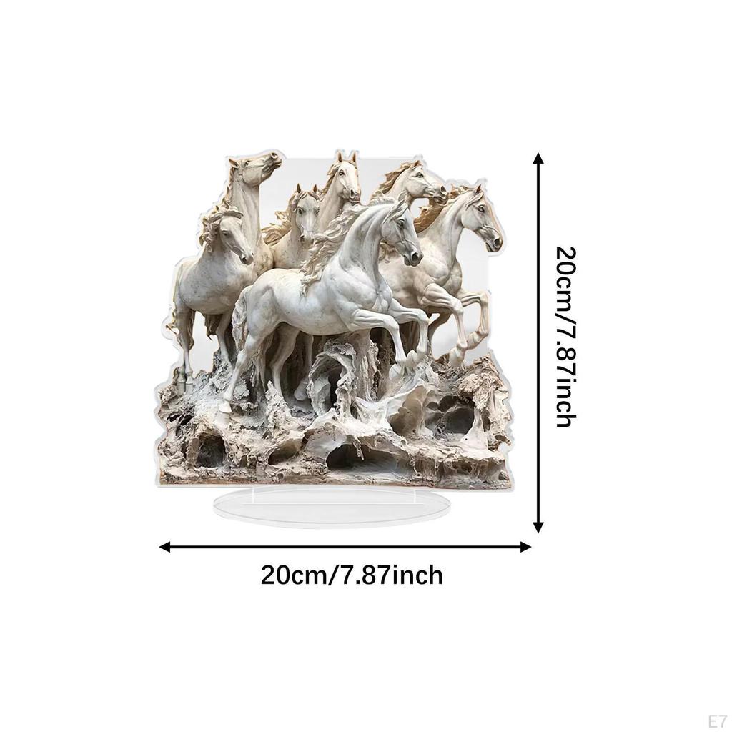 2D Acrylic Horse Ornament Desktop Display Collectible Flat Table Sign Figurine for Home