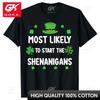 St. Patrick's Day Kleeblatt Am wahrscheinlichsten, den Unfug zu beginnen T-Shirt Leopard Kleeblatt Grafik T-Shirt Oberteile Familien-Partnerlook Kleidung