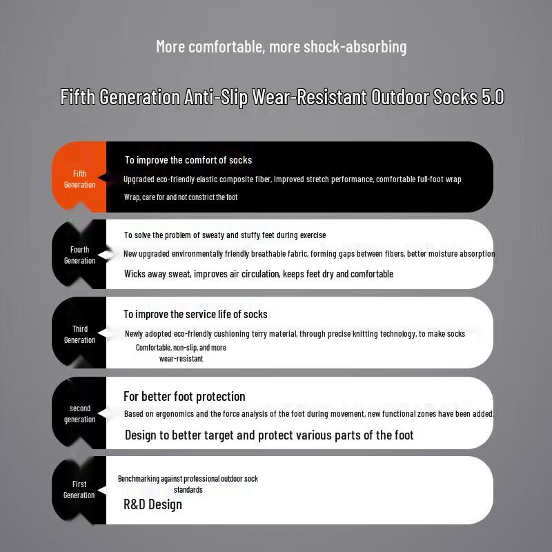 TFO High-Cut Shock-Absorbing Outdoor Hiking Socks