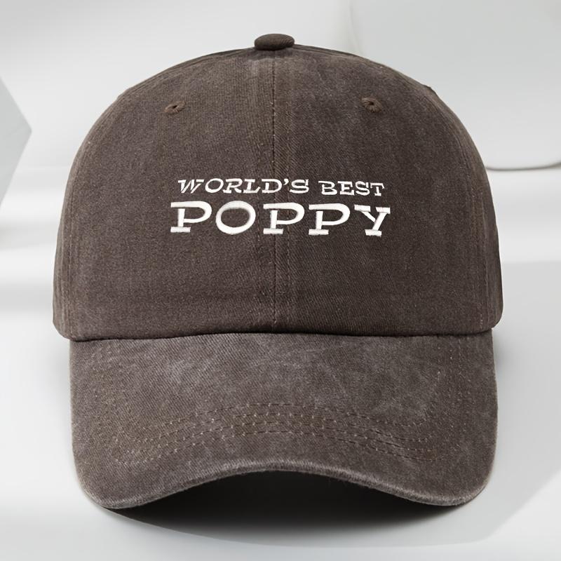 Poppy Letters Three-dimensional Embroidered Baseball Cap Classic Washed Old Retro Peaked Cap Soft Top Adjustable