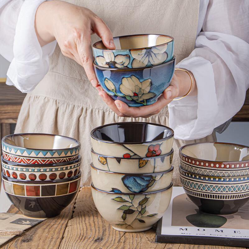 Japoński Styl Ceramiczny Zestaw Miseczek na Ryż i Deser z Glazurą Piecową