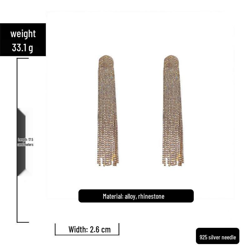 Silberne Nadel Strass Quasten Ohrringe - Elegant, Modisch, High-End Design für Frauen