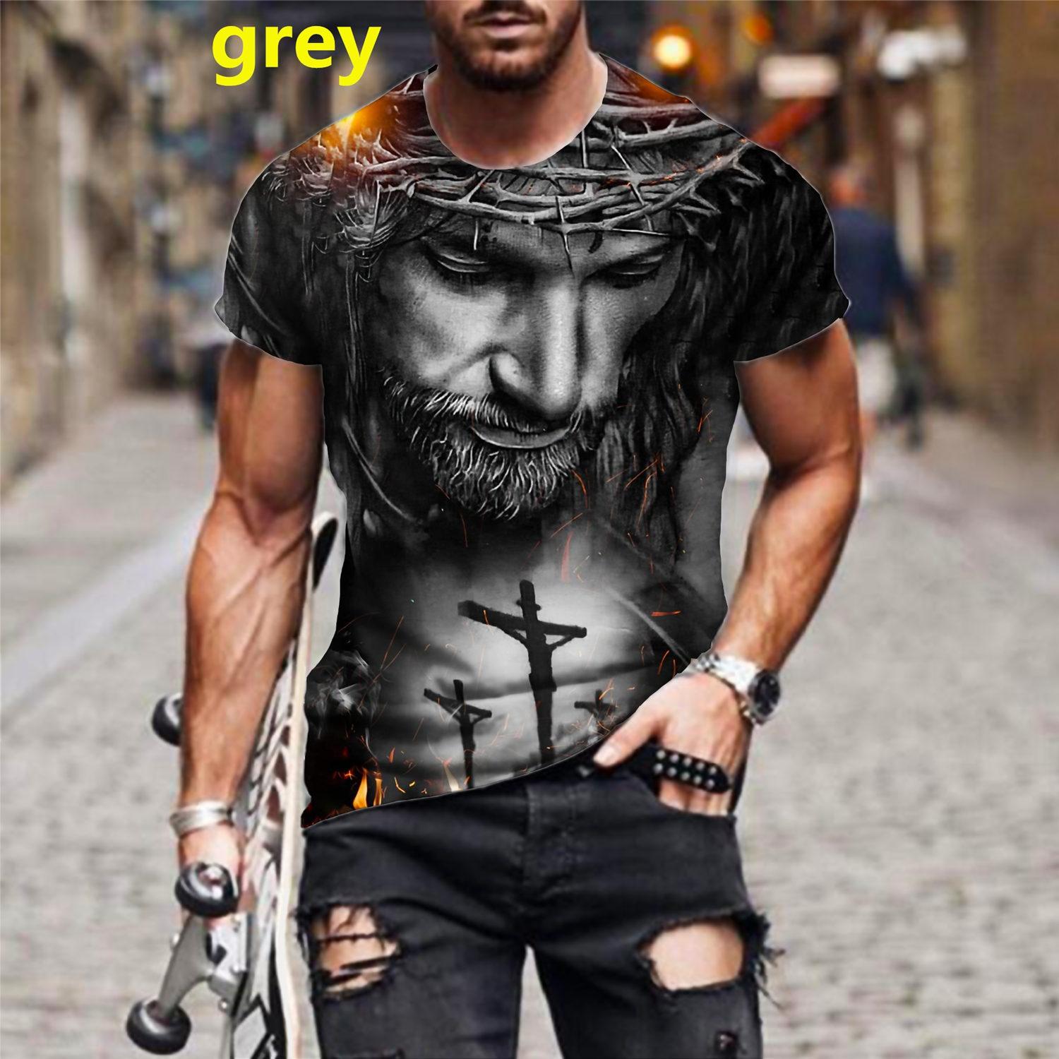 

Чоловіча модна футболка з принтом Jesus Faith Повсякденна модна футболка з коротким рукавом Ісус Христос L