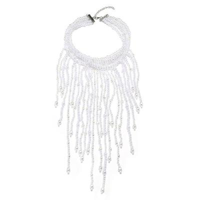 Adjustable Waterfall Imitation Pearls Necklace Lightweight Layering Design Neck Chain Jewelry Piece For Daily Use