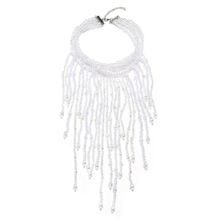 Регулируемое колье-водопад из искусственного жемчуга, легкое многослойное колье-цепочка, ювелирное изделие для повседневной носки 1