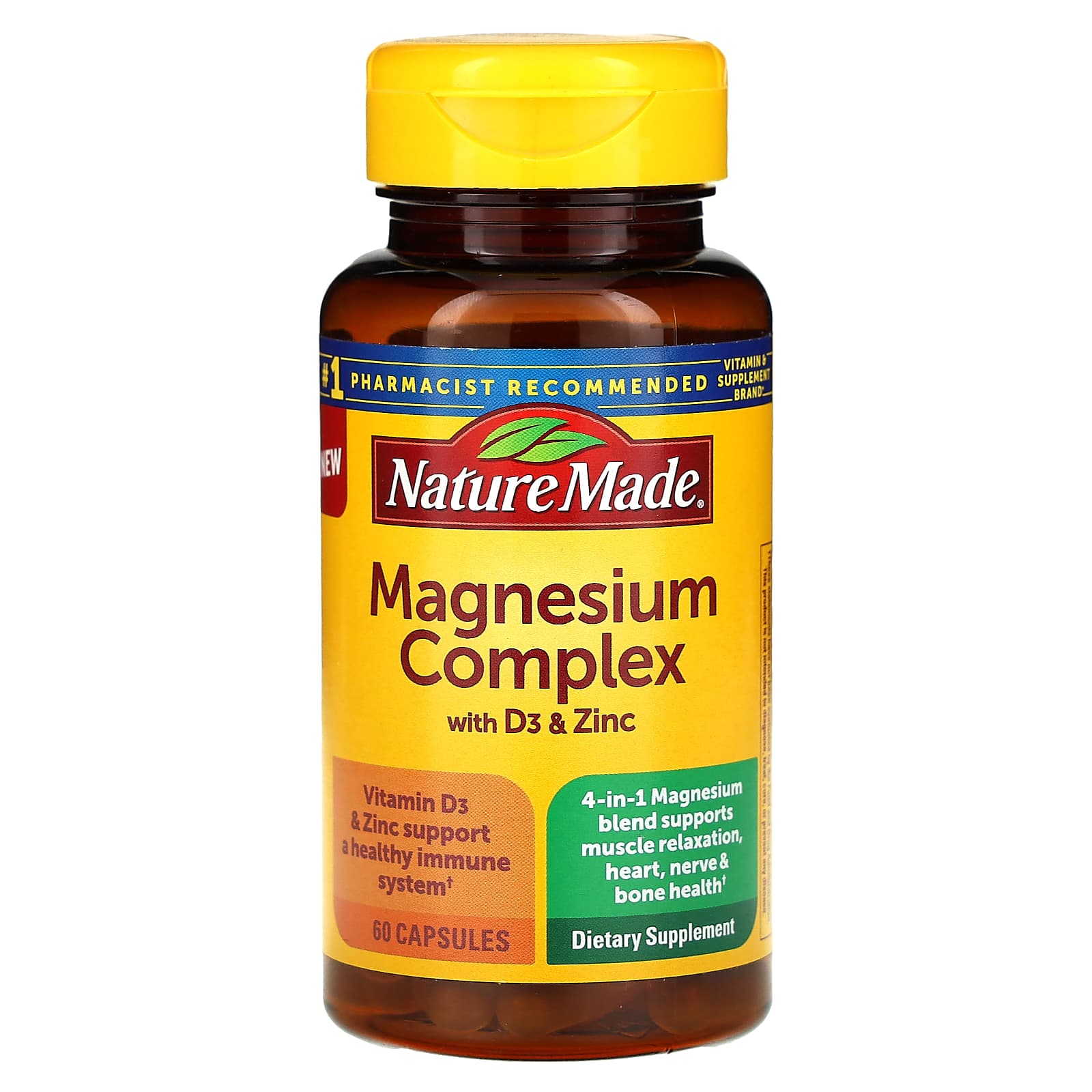 

Magnesium Complex, D3 and Zinc, 60 Capsules
