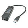 Adaptateur Hub USB 3.1 & Ethernet Gigabit - LINDY - Noir - Trois Ports USB Type A - Interface Ethernet Gigabit
