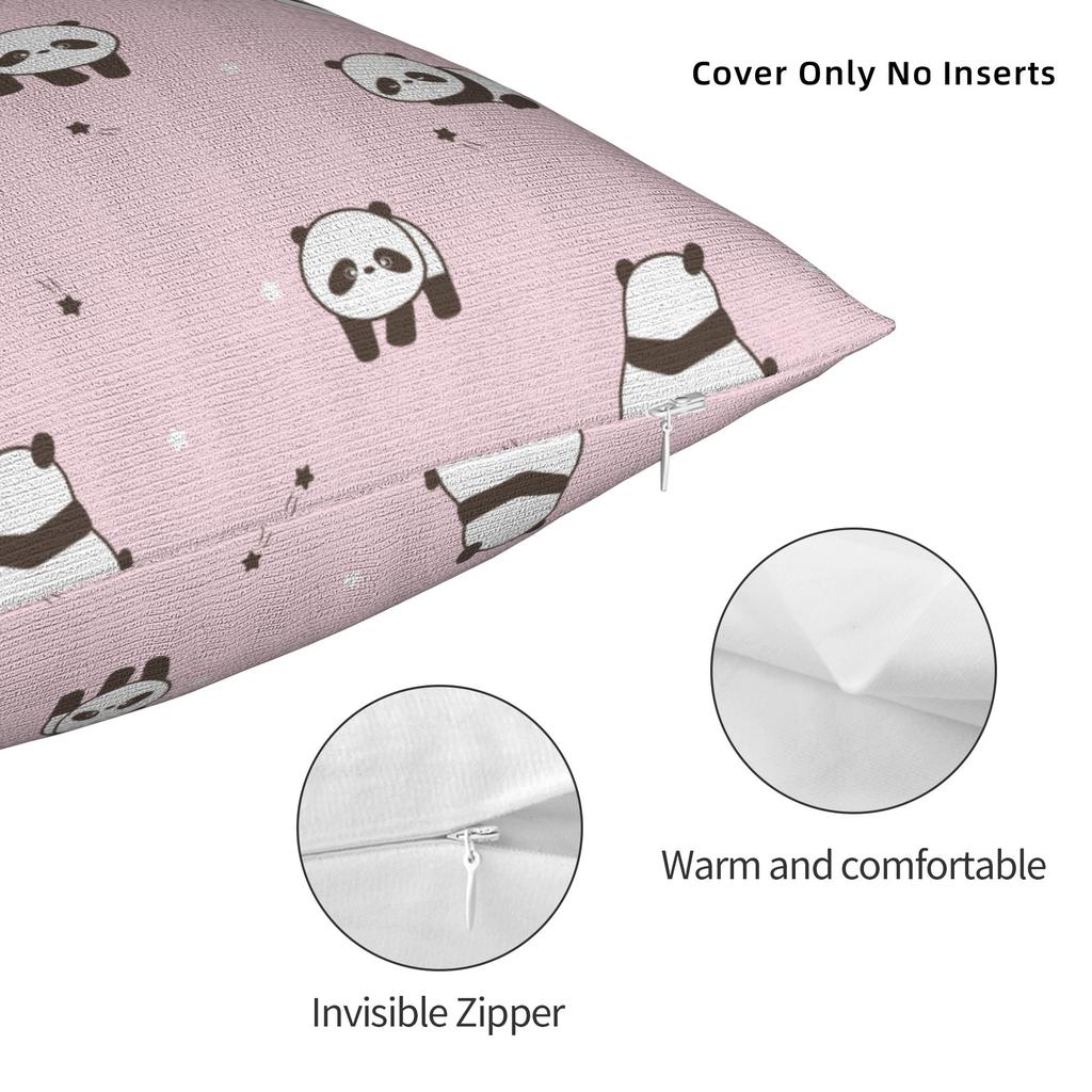 Pink Cute Cartoon Panda Square Pillow Case Cushion Covers Awesome Zippered Decorative Throw Pillow Case Cover For Home 18"X18"