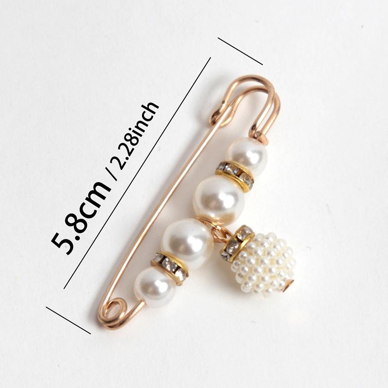 6 Pcs Set Women Fashion Pearl Brooch Waist Cinching Adjustable Skirt Anti-slip Metal Pin Fixed Clothes DIY Scarf Accessories