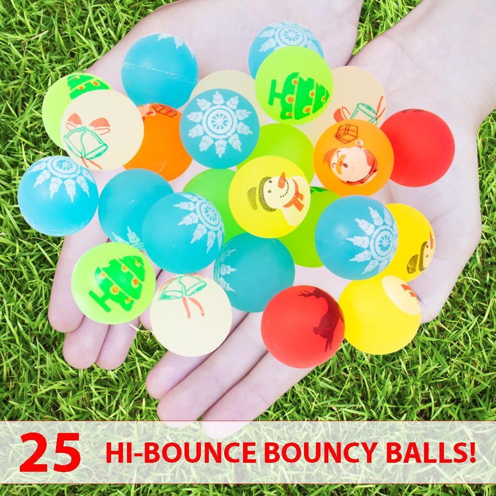 10Pcs Mini Christmas Theme Pattern Stretch Ball Game for Christmas New Year Carnival Party Supplies Best Gift Filler Prize Award