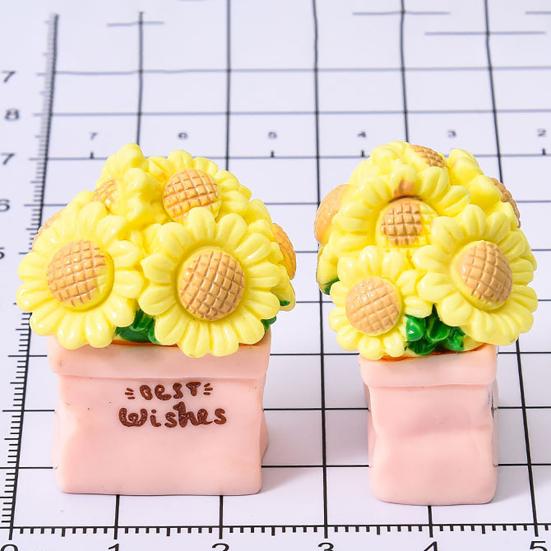 Miniature Potted Flower Mini Resin Artificial Bonsai Dollhouse Accessory Tiny Fairy Garden Ornaments for DIY Crafts