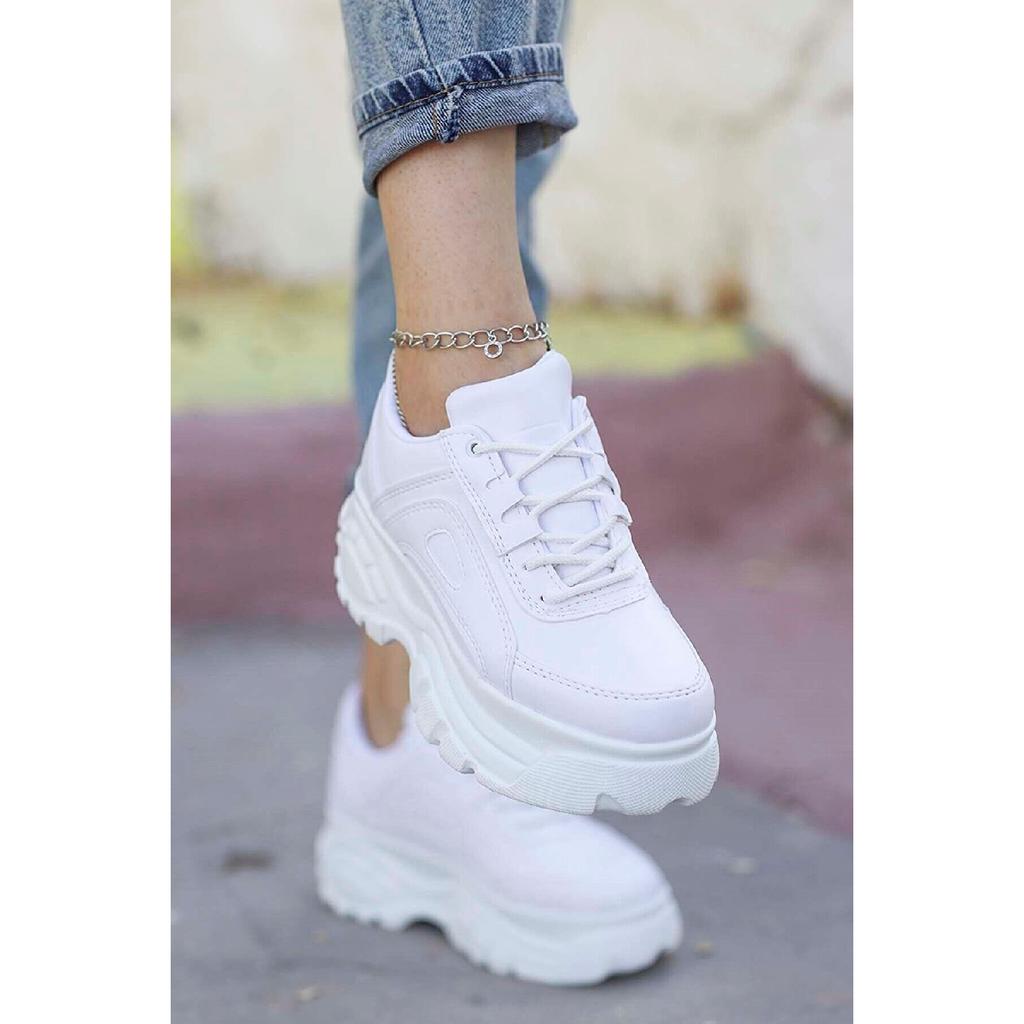 Women's White Sports Shoes High Sole 6 Cm