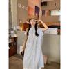 Sweet College Stacked Two-piece Suit Blue Striped Shirt Dress Lace Skirt Women