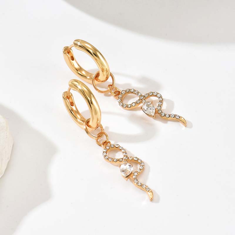 Fashion Gold Color Snake Shape Pendant Earrings For Women Exquisite Crystal Long Twisted Dangle Earrings Jewelry Gift