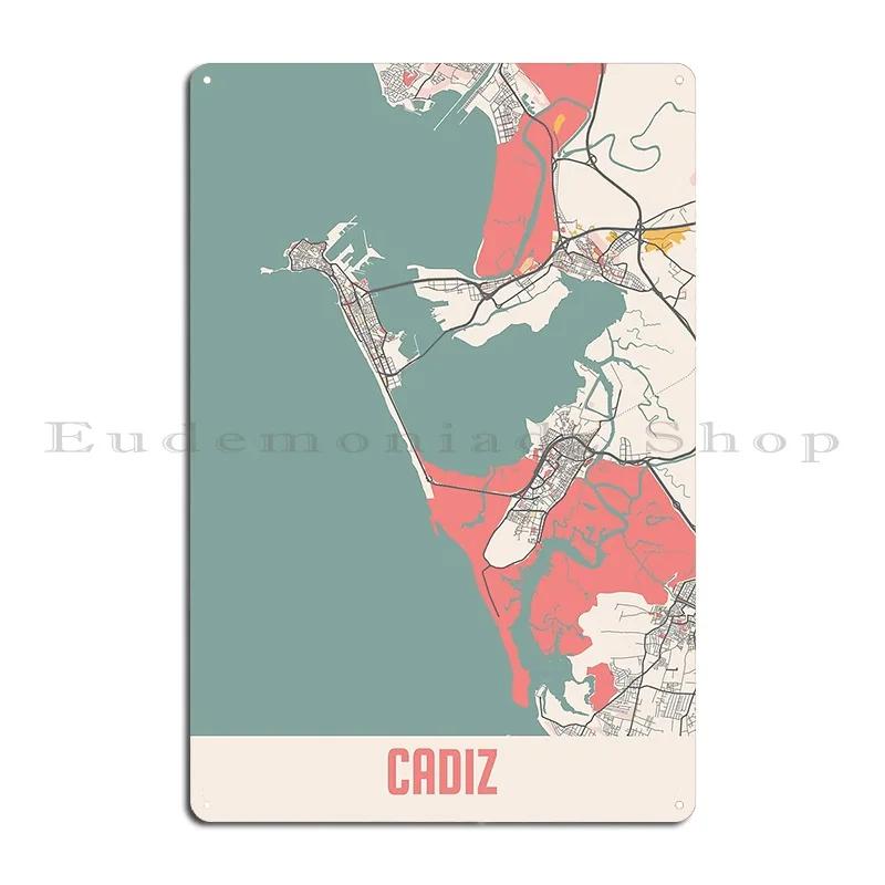 

cadiz city map chalk retro city map poster Metal Plaque Poster Painting Wall Pub Garage Character Decoration Tin Sign Poster 20x30cm（7.8x11.8inch）