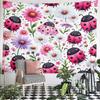Cute Ladybugs and Colorful Flowers Pattern Wall Hanging Tapestry Decorative Tapestry Home Decor for Bedroom and Living Room
