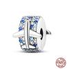 Round 925 Copper Clasp Pave Clip Charms Blue Star Moon Butterfly Slide Safety Chains Spacer Beads Fits Original Bracelet Zircon