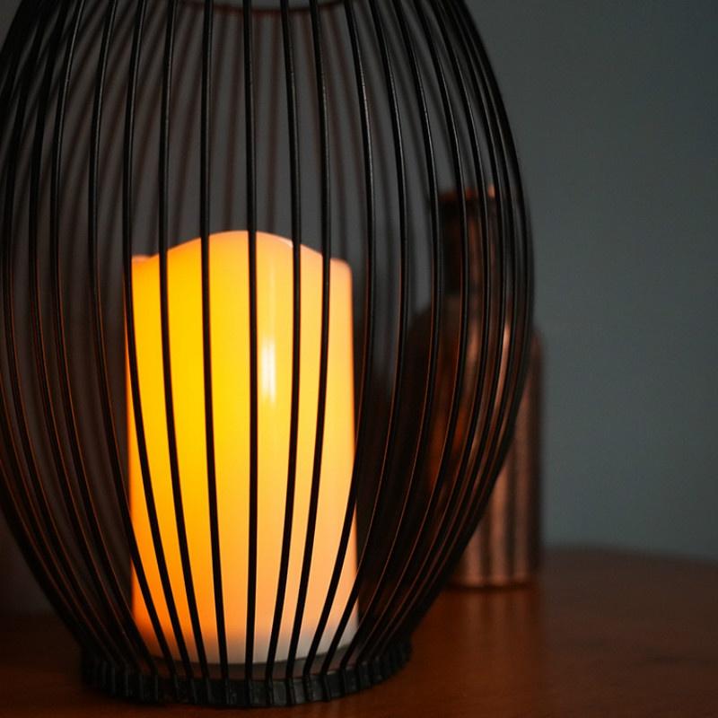 İskandinav Minimalist Ferforje Dekorasyon Gece Lambası Led Simülasyon Mum Kahve Restoran Yaratıcı Kapalı Ev El Sanatları