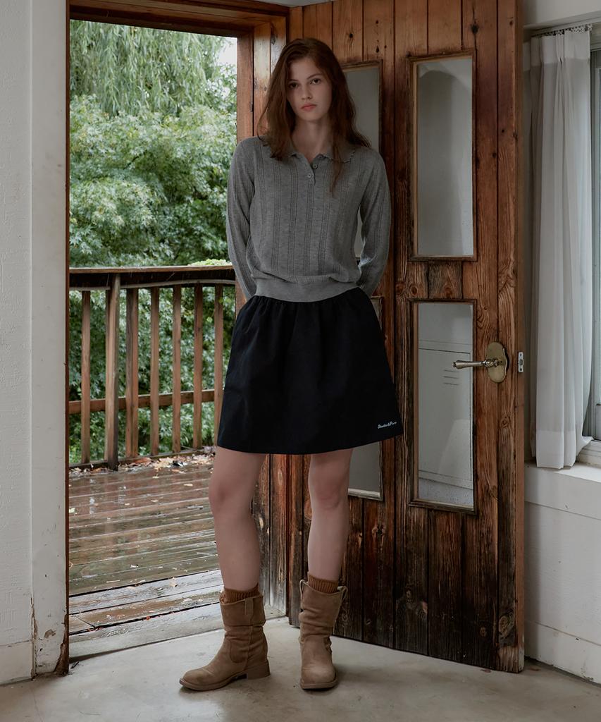 Seutyudioaenpaleukeu Contrast Waist Skirt With Inner Shorts_Navy
