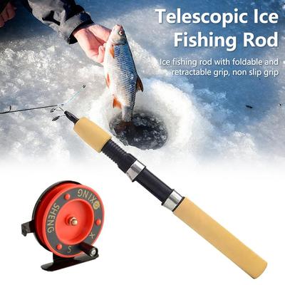 55cm/75cm Fishing Tackle Carbon Mini Winter Ice Fishing Shrimp Rod with Its Collapsible Versatile Tool