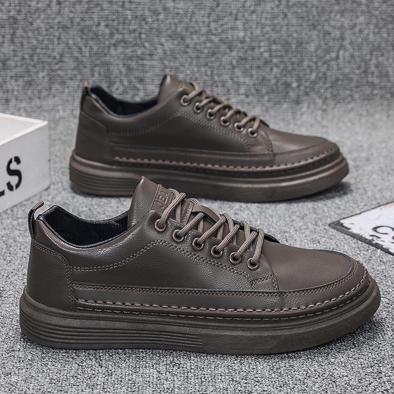New Black Leather Shoes Korean Fashion Shoes Men's Shoes Trendy Sports Men's Casual Single Shoes