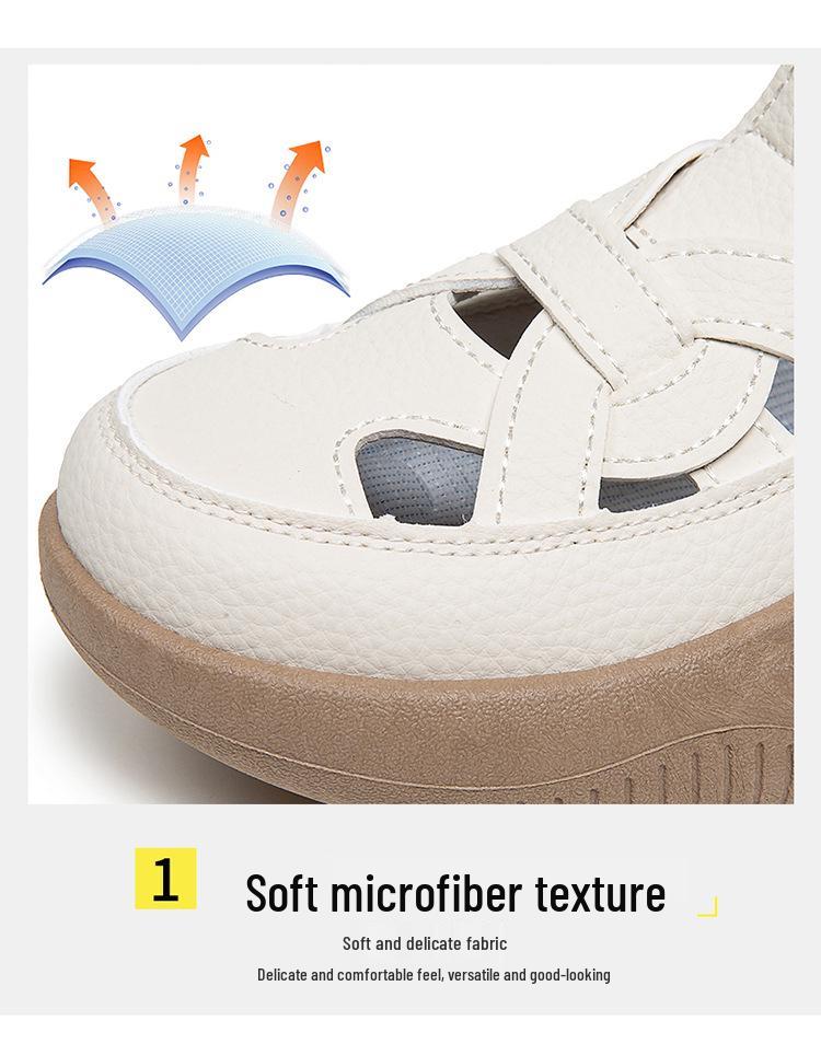 2025 Women's Thick-Soled Velcro Sandals – Breathable, Soft, Casual White Shoes