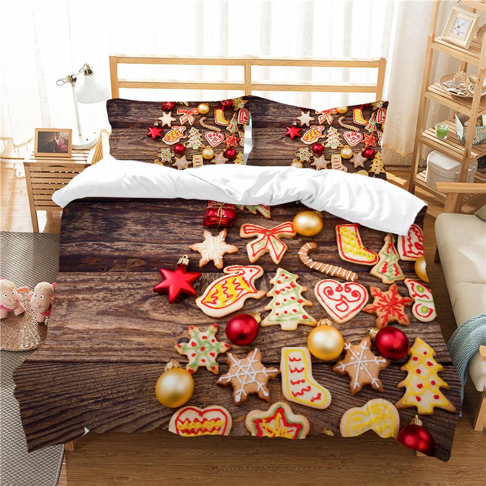 Imprimare 3D de Crăciun Lenjerie de pat de uz casnic Pat de o persoană Pat dublu Față de pernă și husă de pilota 2/3 dormitoare Accesorii de uz casnic