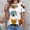 Fashion Women Retro Cute Animals Patterns Print T Shirt Funny Casual O-neck Short Sleeves T-shirt Summer Female Tee Shirt