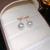 Silver needle zircon butterfly pearl earrings niche design light luxury stud earrings French high-end retro earrings wholesale