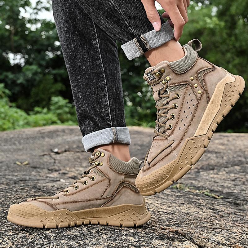 Leather cotton thickened men's shoes autumn outdoor men's leather Martin boots