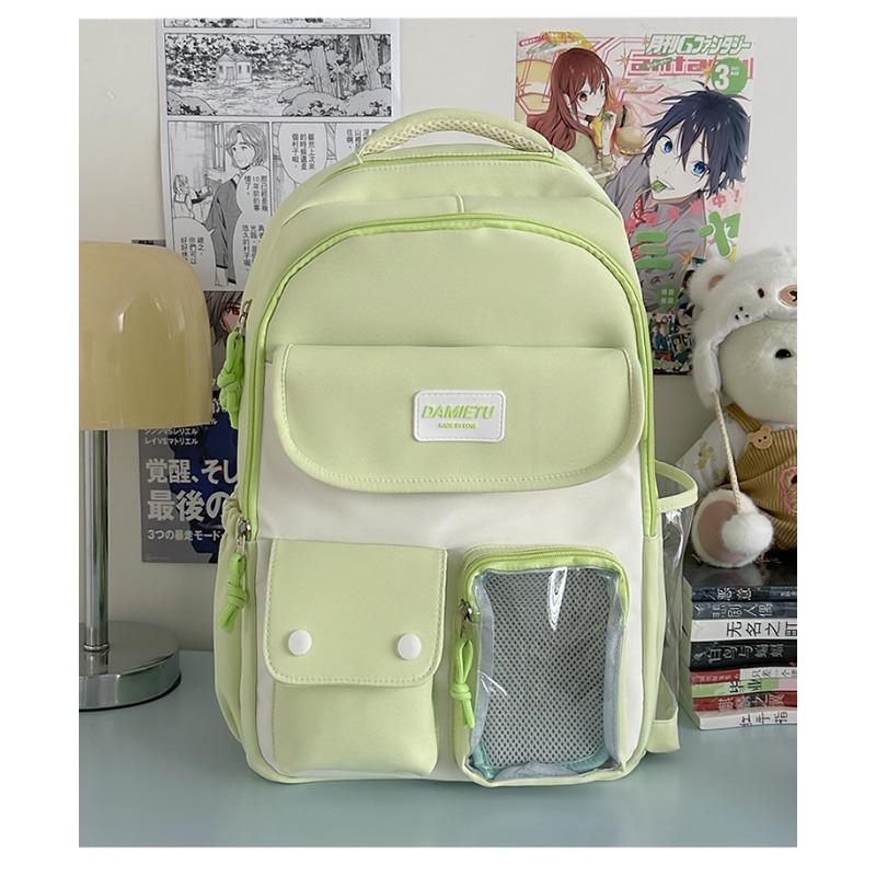 High school students large-capacity backpack new fresh and sweet two-dimensional color contrast bar