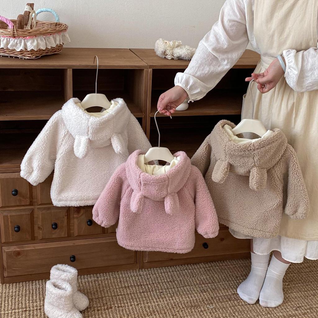Children's 2025 Winter Hooded Fur Sweater: Cute Girls' Korean Style Thick Pullover with Patch Applique.