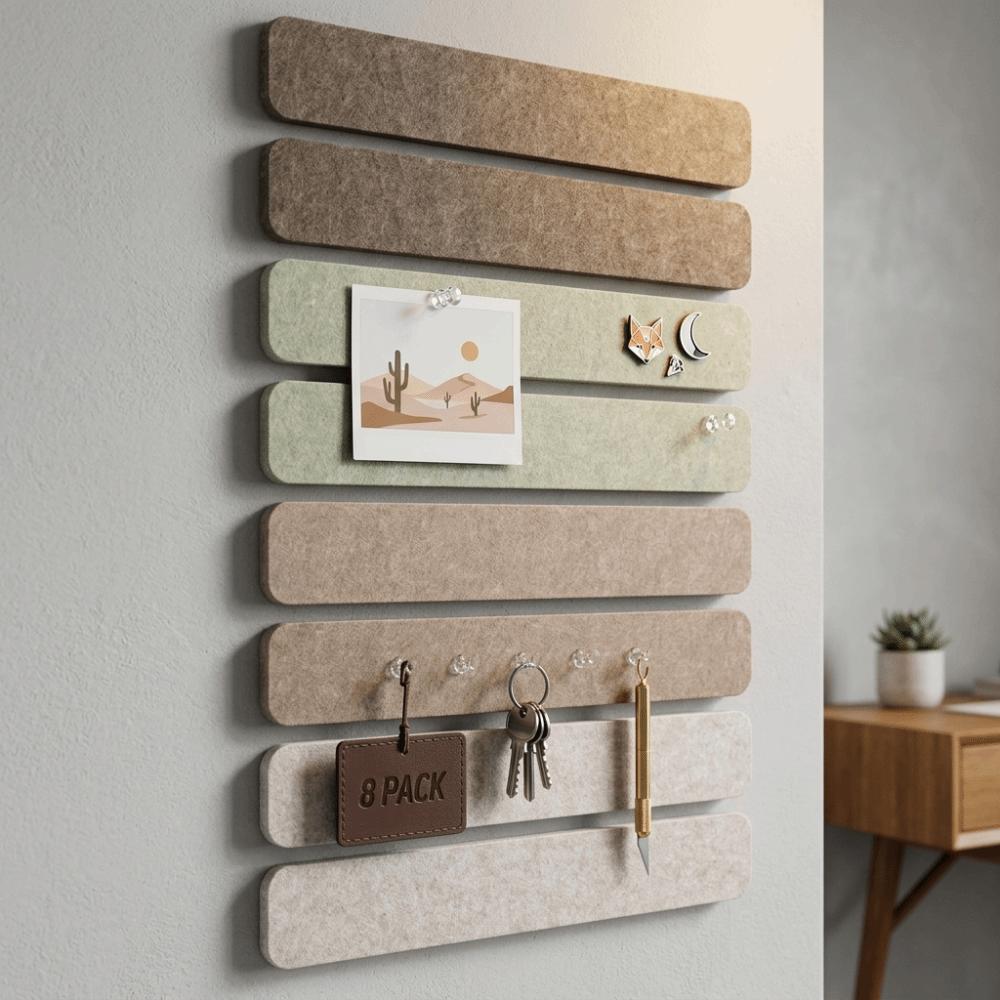 8PCS Polyester Fiber Bulletin Board Strip Adhesive Tabs Included Wall Decor Sticker Home Office