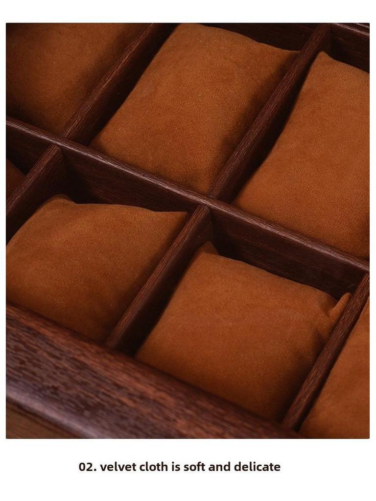 Exquisite Vintage Wood Grain Leather Watch Box with Dustproof Glass Lid for Wristwatch Display and Storage.