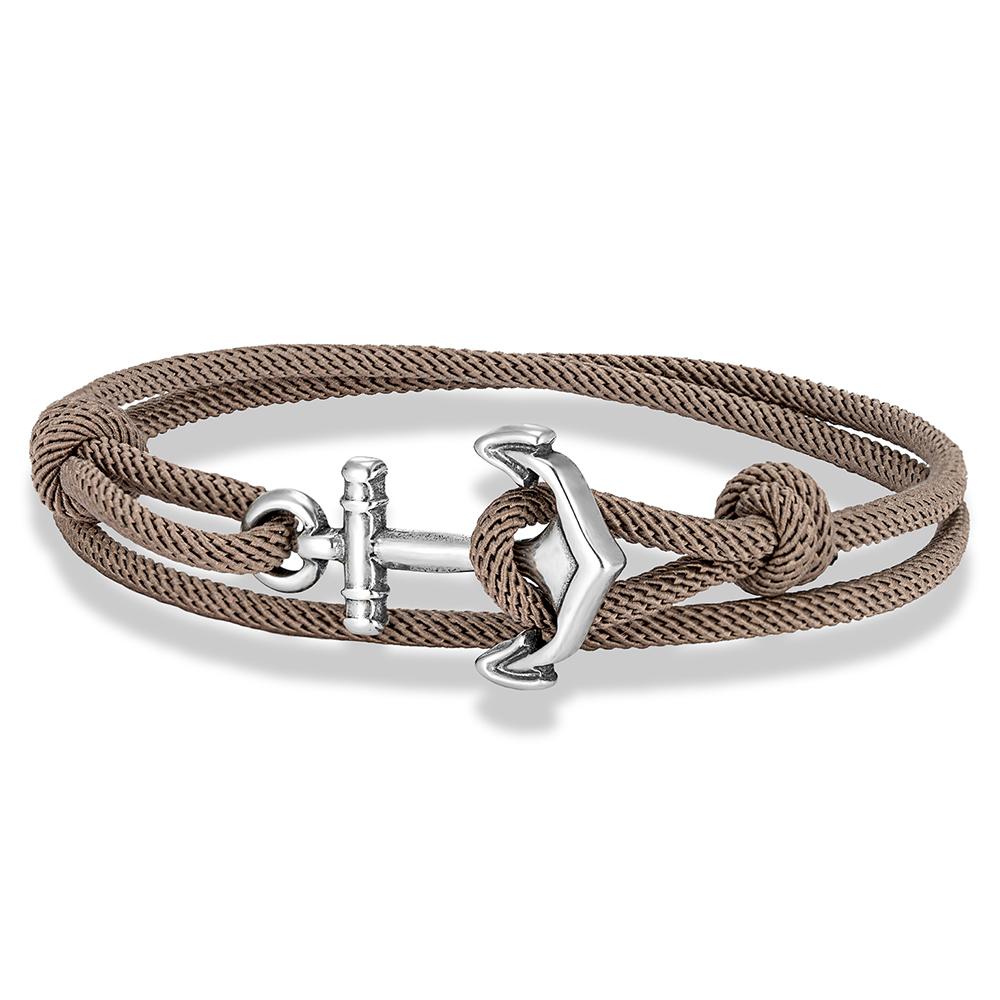 Nautical Men Anchor Bracelet Handmade Adjustable Surfering Rope Braslet Unfading 3mm Thin String Braclet Homme