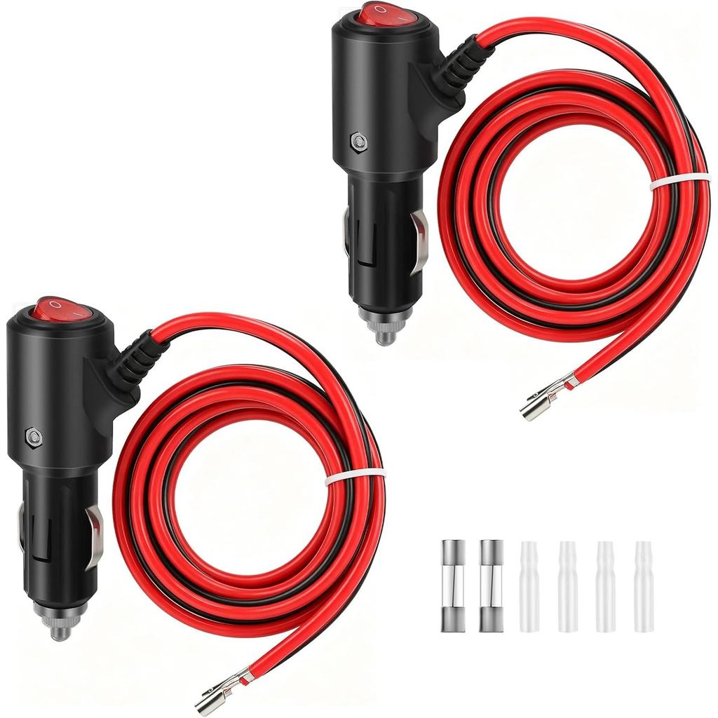 12V Cigarette Lighter Male Plug Replacement with On Off Switch and Leads 1.8FT 14AWG Cigarette Lighter Adapter Extension Cable For Truck Motorcycle